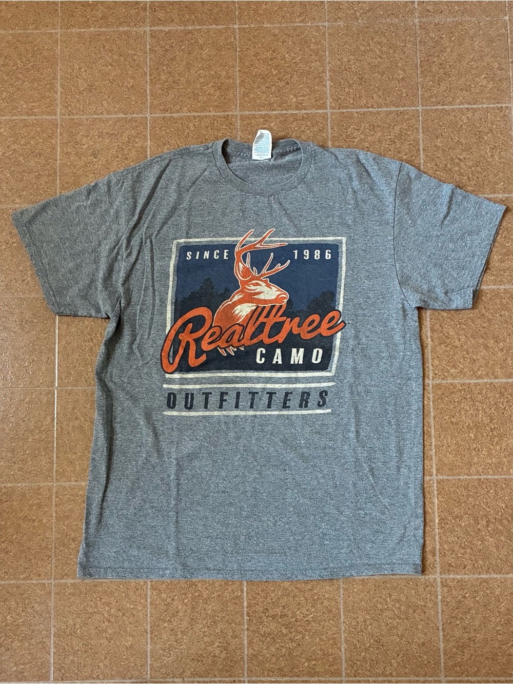 Realtree Gray Short-Sleeve Tee with Orange Logo